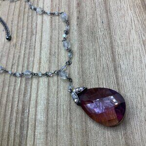 Avon Vintage Sparkling Rose Color Beaded Drop Necklace